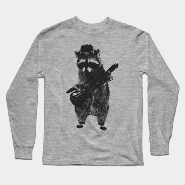 Raccoon wielding ukulele Long Sleeve T-Shirt by dankdesigns